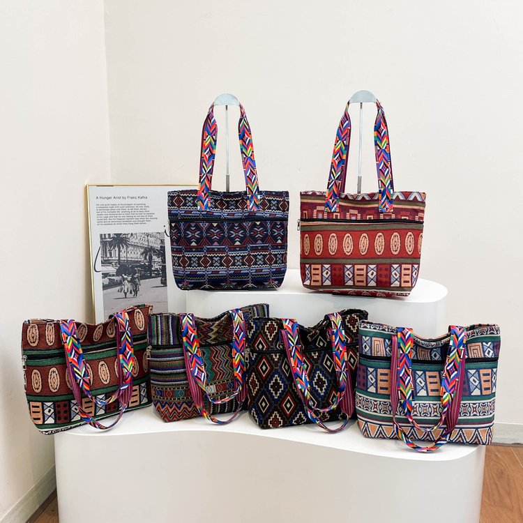 Nuevas bolsas transfronterizas, bolsas de mano de mujer, bolsas de tela de gran capacidad, bolsas de hombro de otoño 2024 nuevas bolsas de estilo nacional