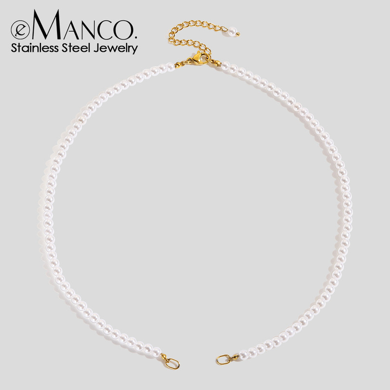Emanco Export High-Gloss Imitation Pearl Exquisite Simple Stainless Steel Necklace Versatile Stylish Chain Accessories