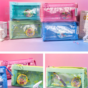 Maihe 070119 New Crayon Small New Large Triangle Pencil Case Cartoon Animation Student Large Capacity Storage Pencil Case
