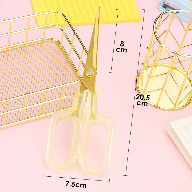 녹색 투명 손잡이 사무실 가위-큰 뾰족한 금 (카드 포장)