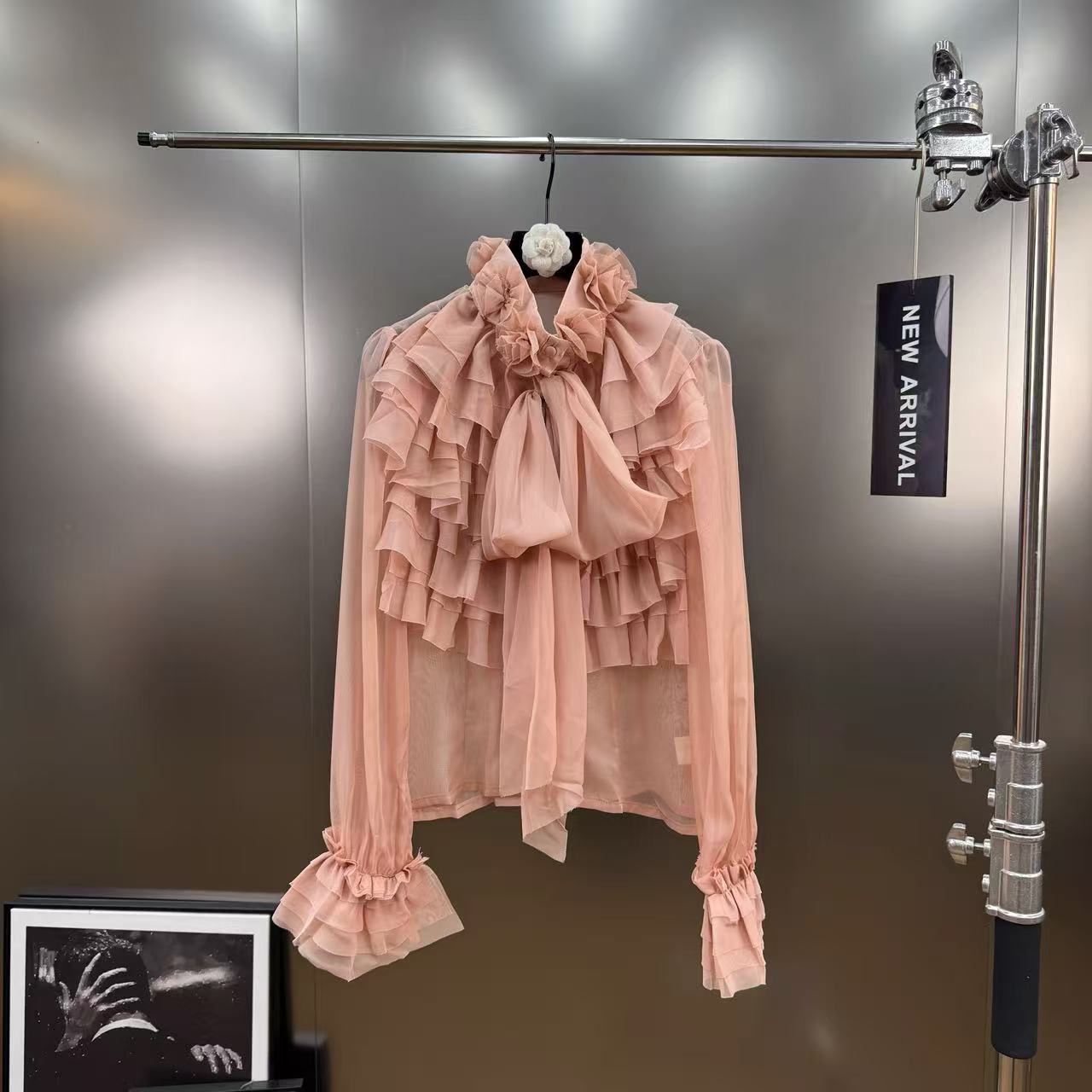 Spring retro shiffon elegant shirt with bow