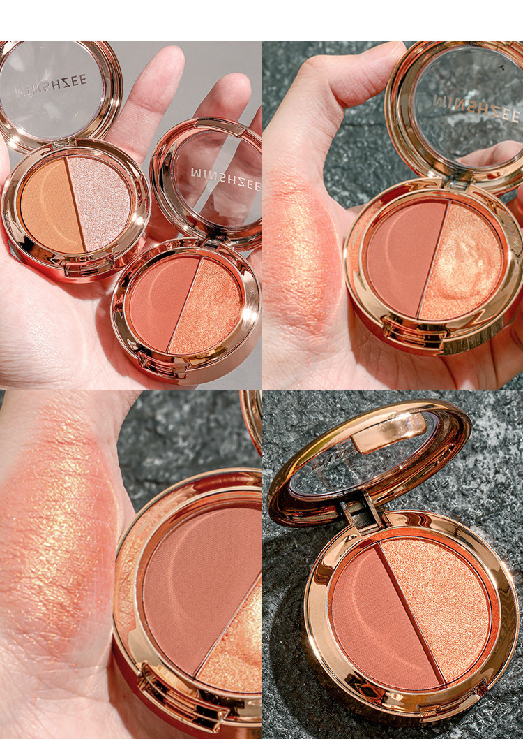 Mingxi Zhi dual-color Eyeshadow palette: Earth tone, pearlescent, matte, golden flash, polarized light, small plate, portable Pumpkin color eyeshadow palette undefined