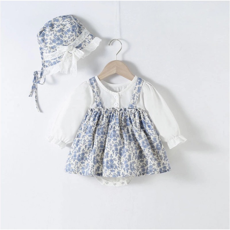 Primavera y verano vestido de mameluco floral para bebés, traje de escalada de manga corta para bebés y niños pequeños, abrigo de pedo para recién nacidos, mameluco triangular de cien días