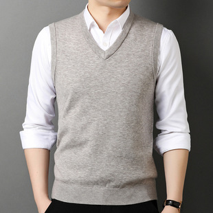 Machine washable knitted vest men's 2023 Spring and Autumn new casual pullover sleeveless vest vest men's clothing