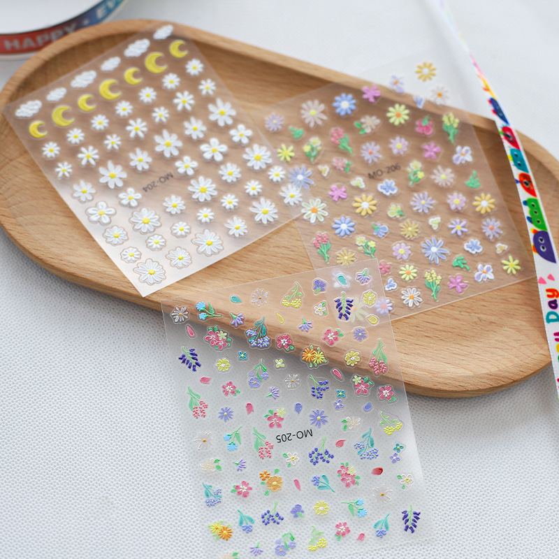 小清新可爱风春日野花浮雕贴纸花束手工diy花艺礼物装饰材料批发