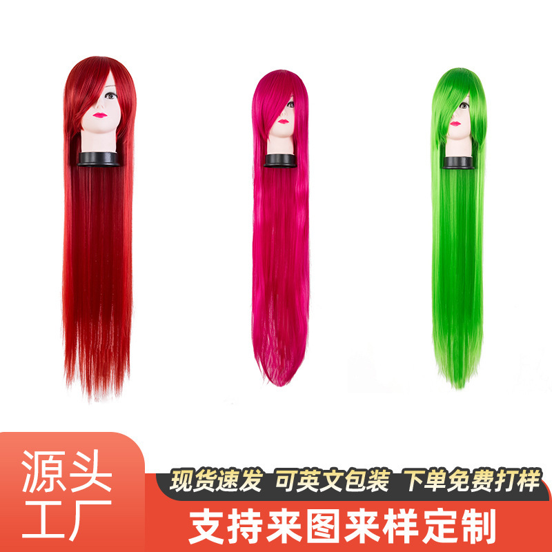 Factory Halloween cartoon wig 100cm long straight high temperature silk hair cosplay antique performance wig wholesale