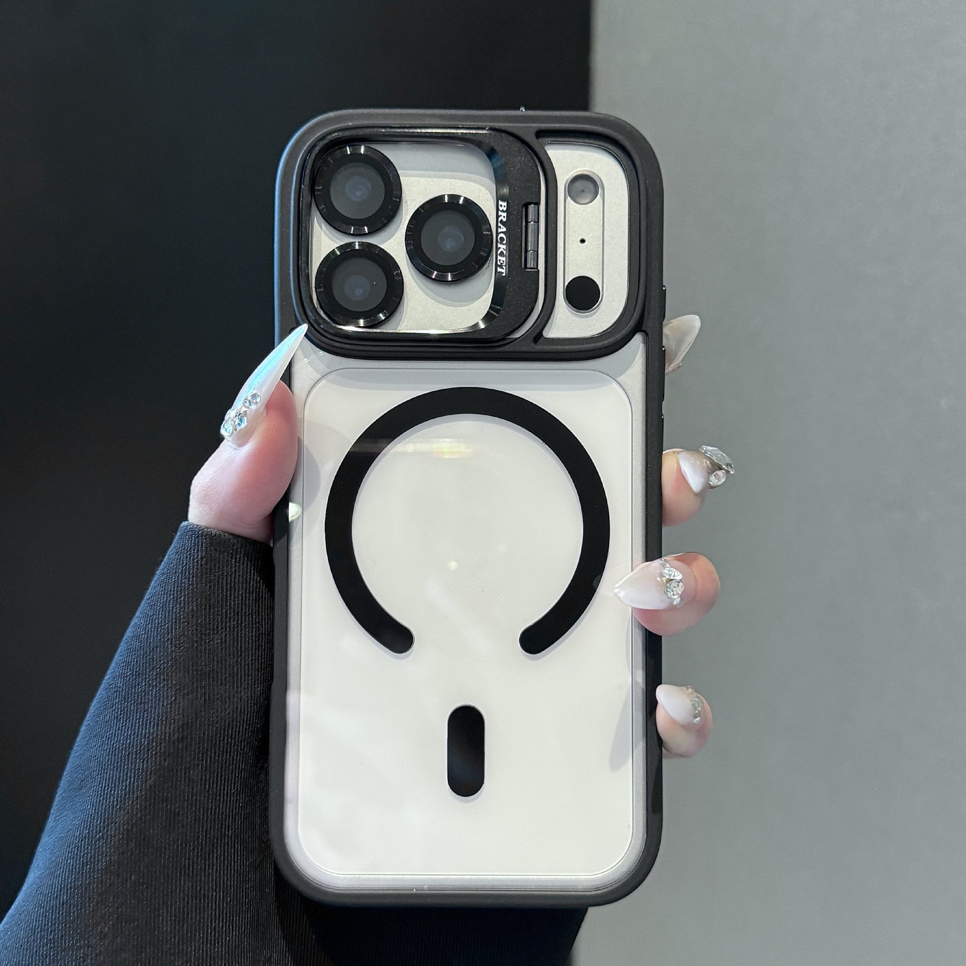 Funda con Soporte de Lente para iPhone 17 18 Pro Max Acrílico Transparente Mate Carga Magnética image 13