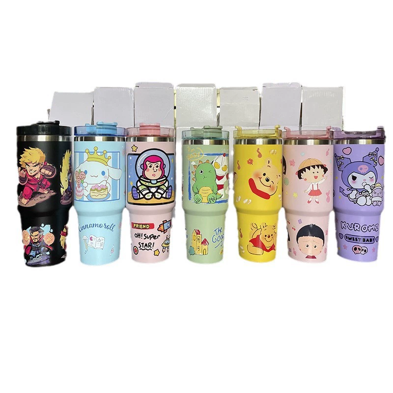 Термос-вакуум 30 oz с мультяшным рисунком, нержавеющая сталь AISI 304, двойные стенки
