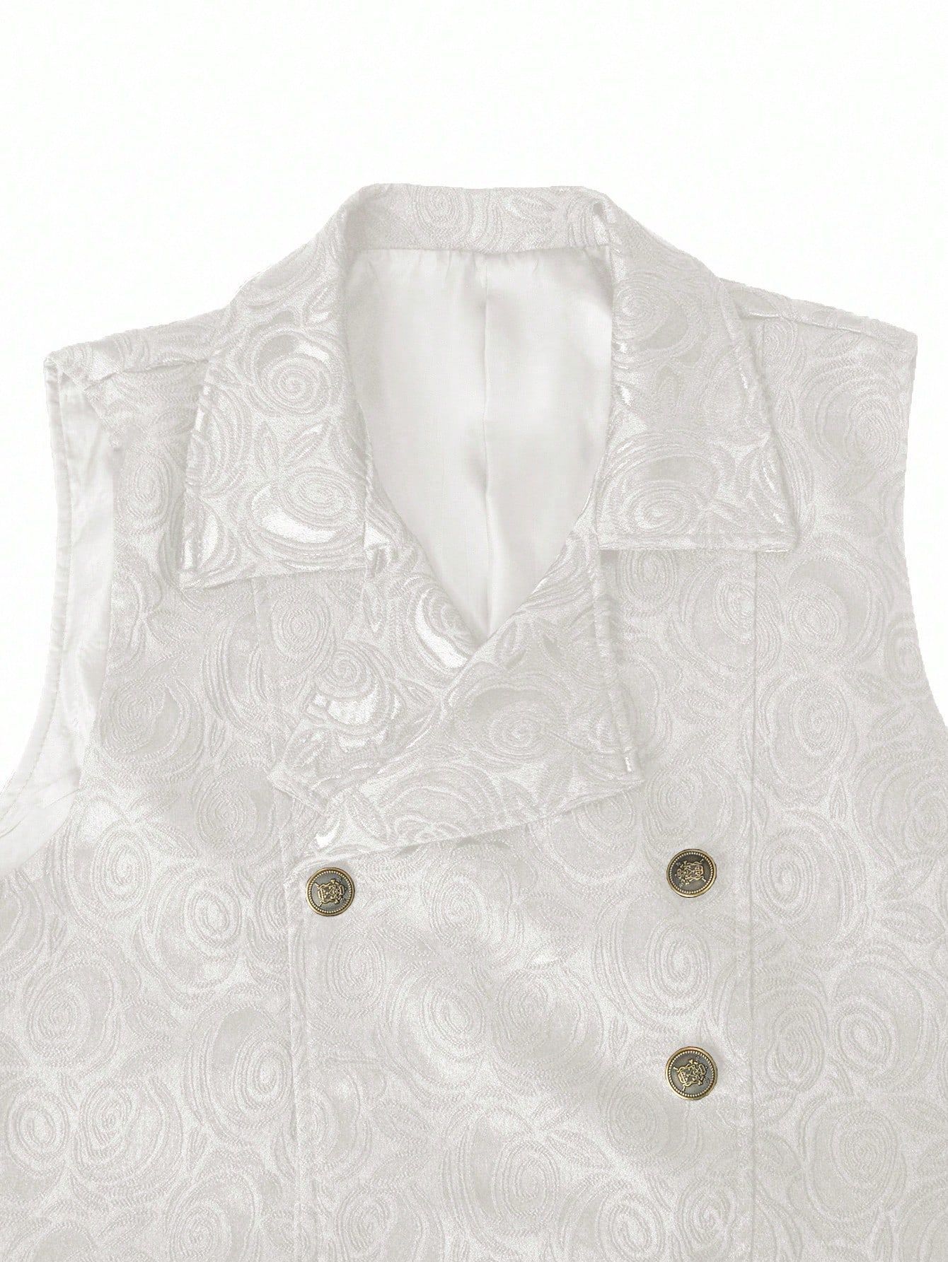 Gilet De Costume Homme Croisé Avec Chaîne Style Européen_voghion.com