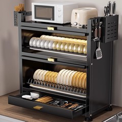 キッチン食器収納棚ドア付き防塵食器棚テーブル多機能収納ケース家庭用食器食器皿排水棚