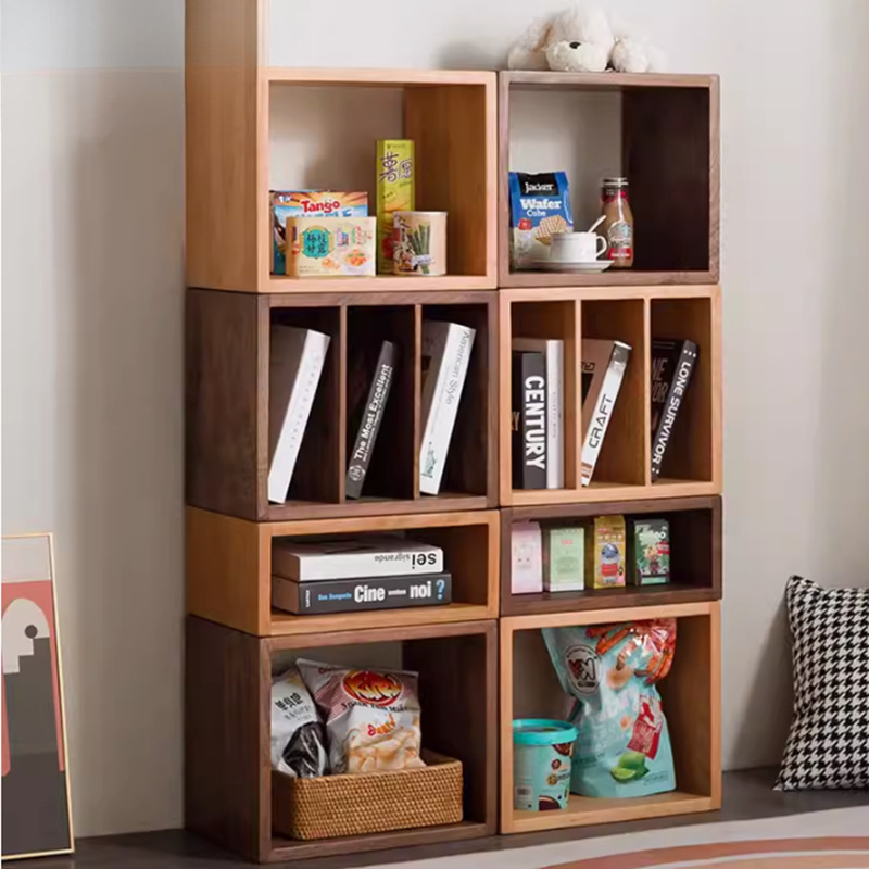 Solid Wood Small Bookcase Combination Cabinet Simple Modern Storage Cabinet Storage Bookshelf Grid Side Cabinet Living Room Bedroom Bedside Table 3