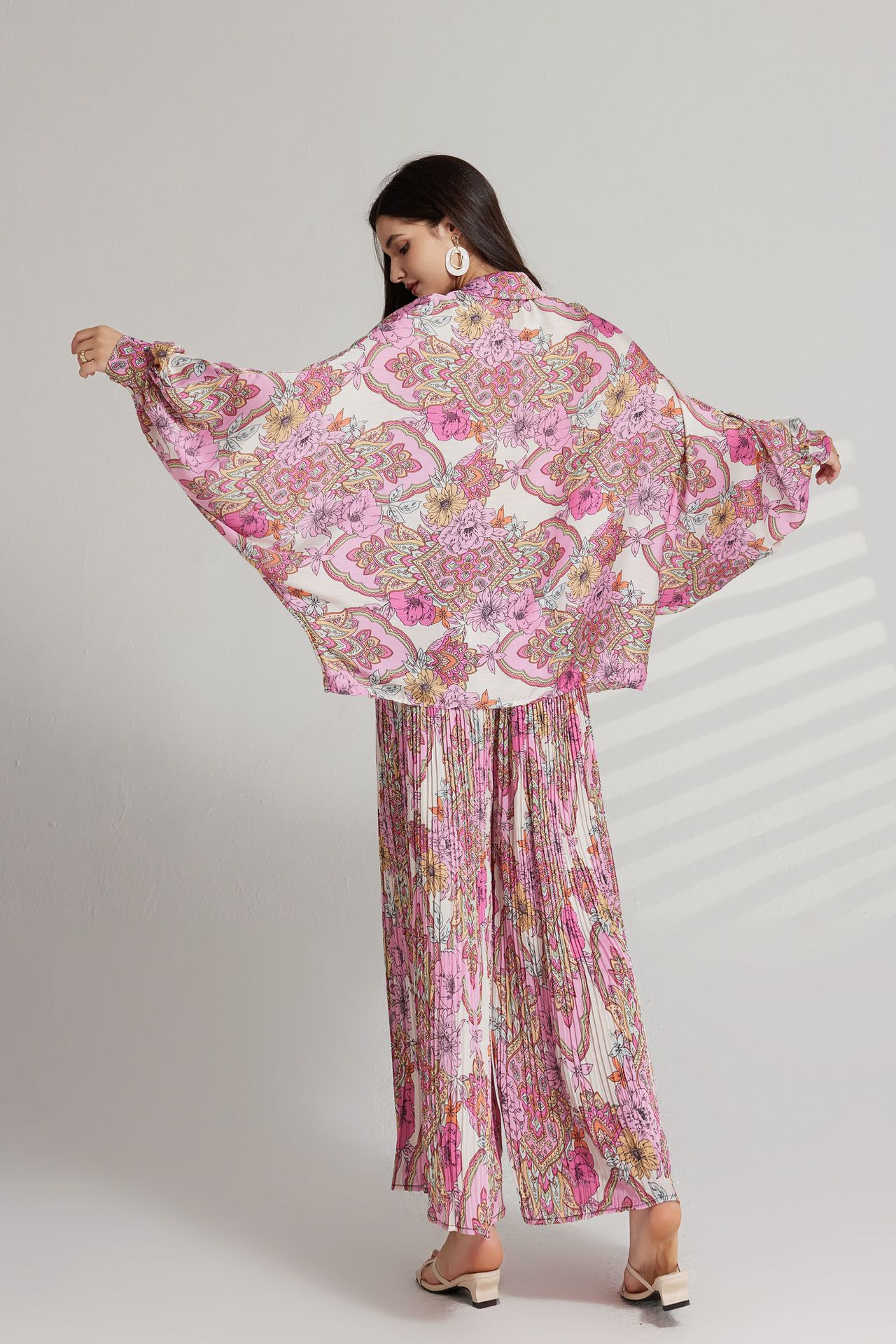 560g Weight Long Sleeve Sleeve Length Polyester Fabric Type Pant Co-ord Set Sets Type 2 Pieces Set Quantity Holiday, Street Occasion Turndown Neckline Loose Fit Type Printing, Flower Pattern Summer, Spring, Autumn Season Women's Gender Elegant, Basic Style Holiday Street Women's Elegant Basic Printing Flower Polyester Pant Co-ord Set Pants Sets 6