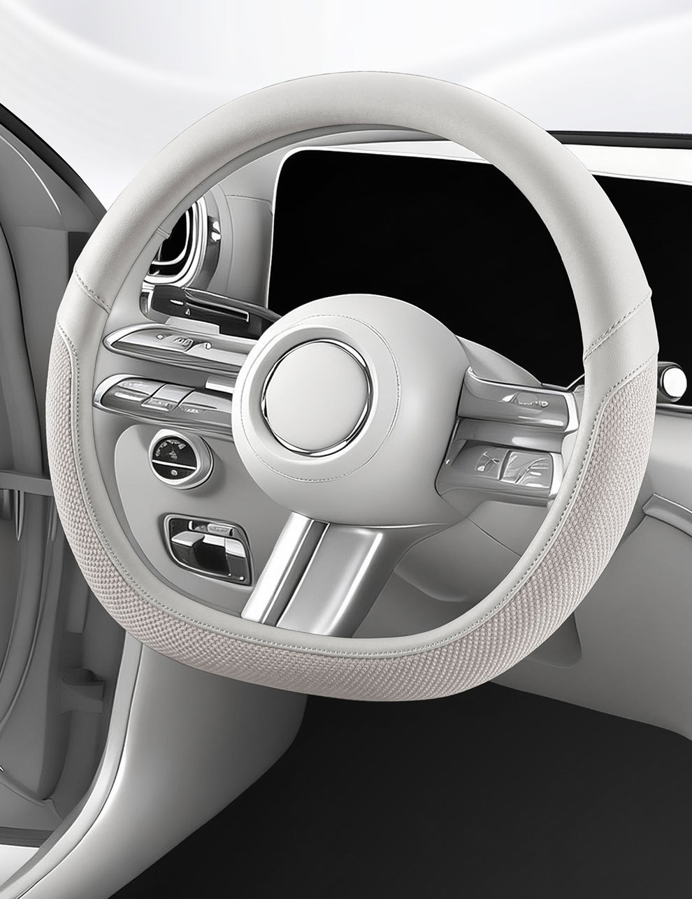 Car Steering Wheel Cover for All Seasons, Universal Leather Handle Cover for Interior Use, Dirt-Resistant, Non-Slip, Double D-Shaped, Wholesale from Manufacturer