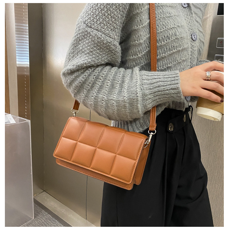 Pu Leather Material Women's Medium Pu Leather Solid Color Streetwear Square Flip Cover Crossbody Bag