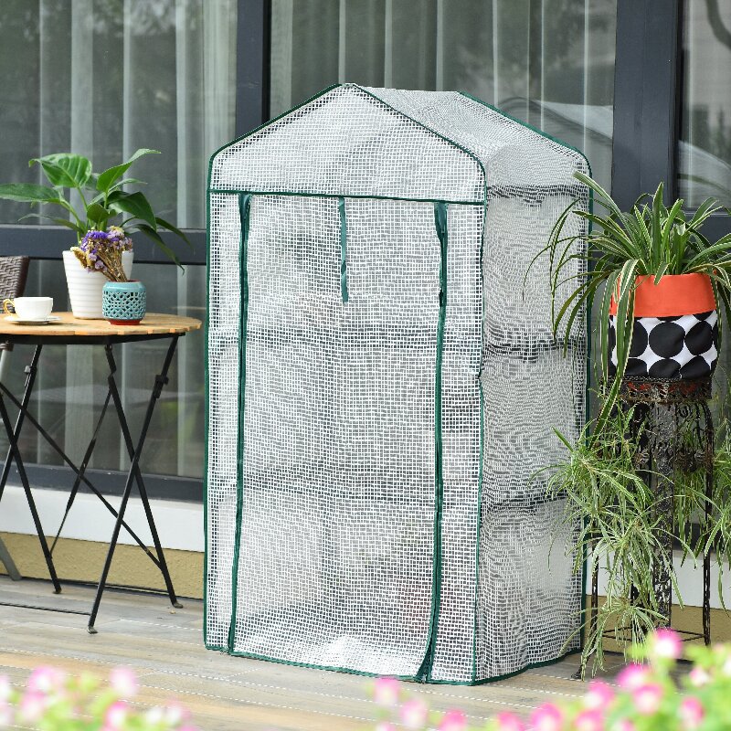 3-stöckiges Mini-Gewächshaus für Sukkulenten, regensicher, aus weißem PE, ideal für Blumen und andere Pflanzen._voghion.com
