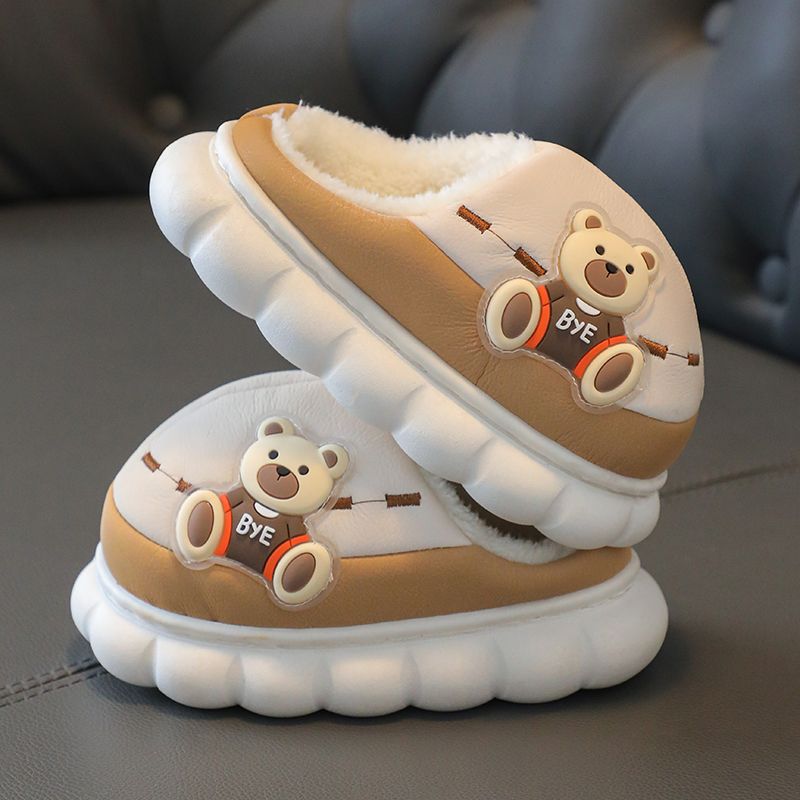 Protezione invernale per bambini, pantofole di peluche ispessite per bambini, pantofole di cotone impermeabili e carine per ragazzi e_voghion.com