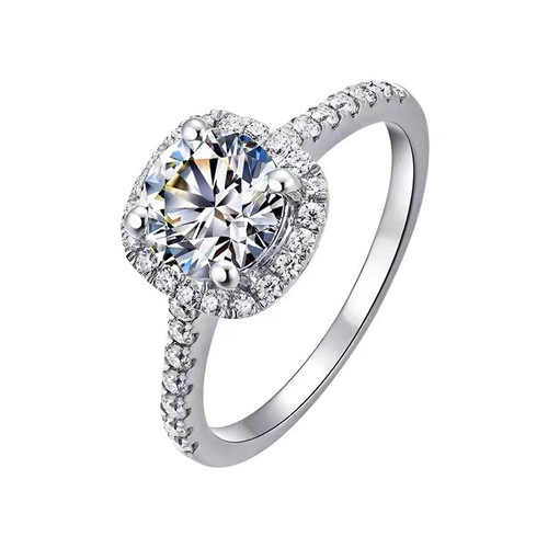 Kuaishou live broadcast supply classic round square package 1 carat eight hearts and eight arrows zircon imitation moissanite diamond ring for women