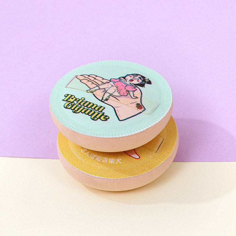 Puff de malvavisco redondo personalizado de fábrica, no coma polvo, seco y húmedo, patrón de logotipo impreso, huevo de belleza al por mayor