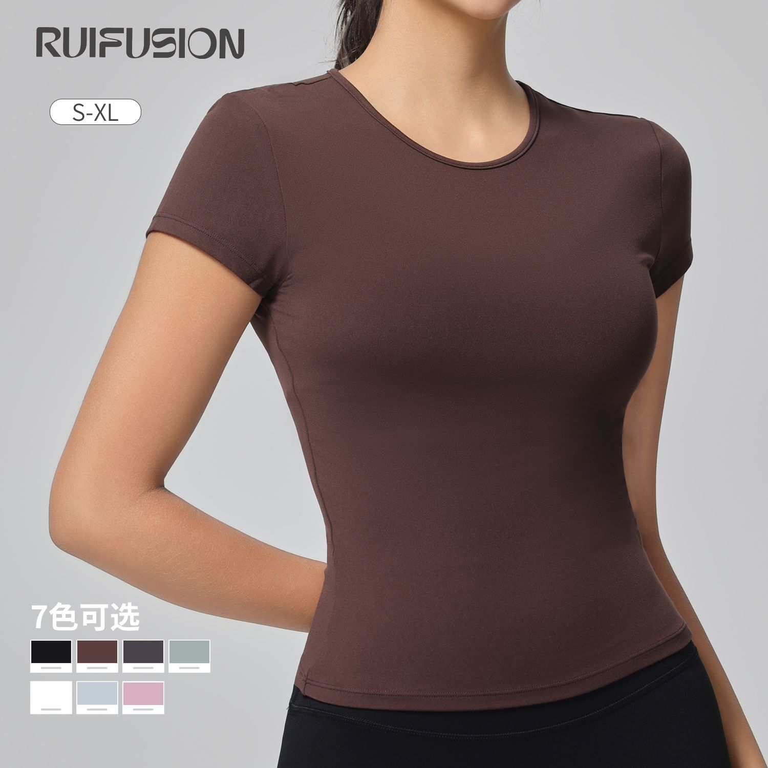 Women's Summer Thin Yoga Clothes with a Bare-Feel Texture, Short-Sleeved, Slimming, Quick-Drying, Suitable for Sports, Fitness, Running, Pilates, and Slim-Fit T-Shirt