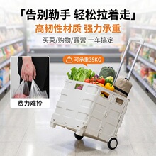 折叠购物车便携买菜小拉车家用伸缩拉杆拖车户外露营小推车