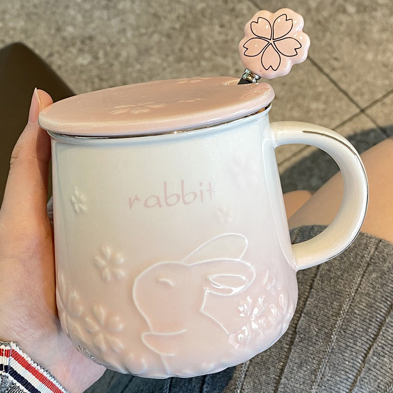 杯子陶瓷带盖带勺子马克杯家用女办公室水杯情侣咖啡早餐牛奶杯男|undefined