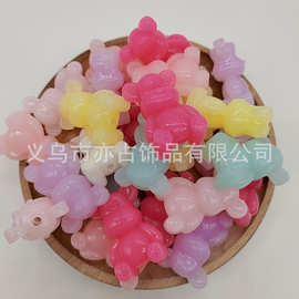 亚克力果冻竖孔透明小熊DIY手工串珠材料吊坠头饰发绳散珠子配件