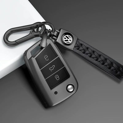 Volkswagen Key Set Sagittarius Langyi Touguan: Car key bag - model-b-key-cover-woven-rope-double-buckle-titanium-gray