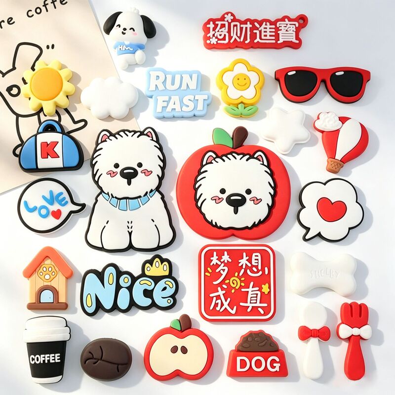 Cute Cartoon West Highland Puppy Apple Dog English Word Nice Children's Toothbrush Cup Pvc 3D Sticker