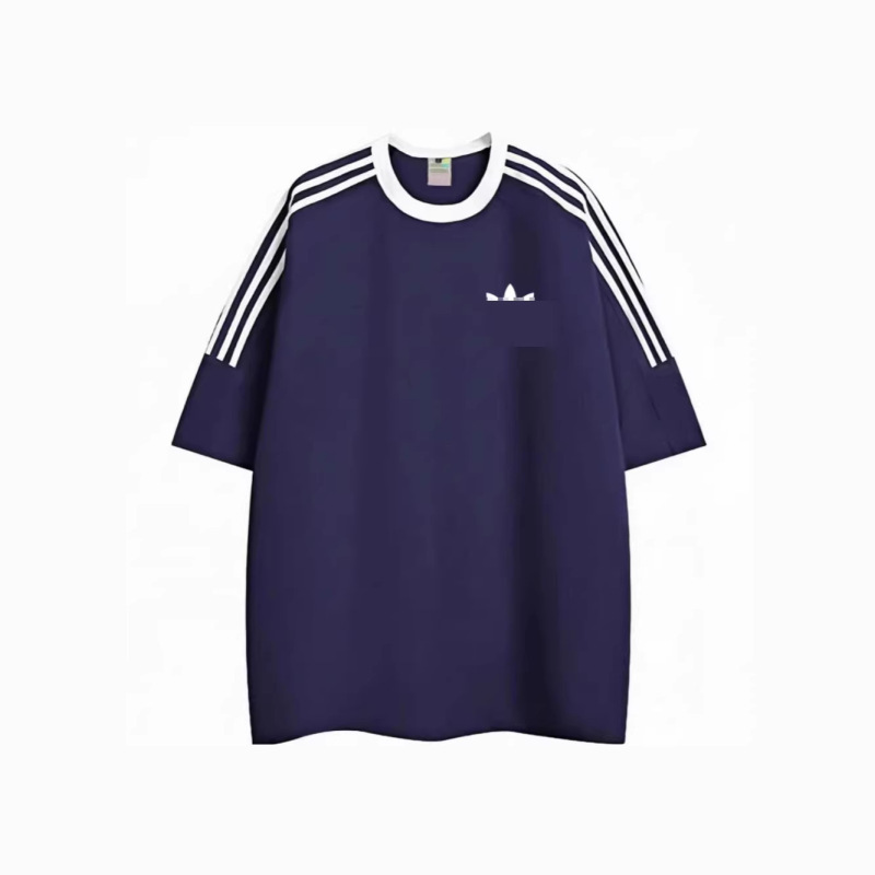210g Pure Cotton T-Shirt with Three Stripes, Short-Sleeved, Loose Fit, Unisex, Summer T-Shirt with 3D Logo Embroidered Clover