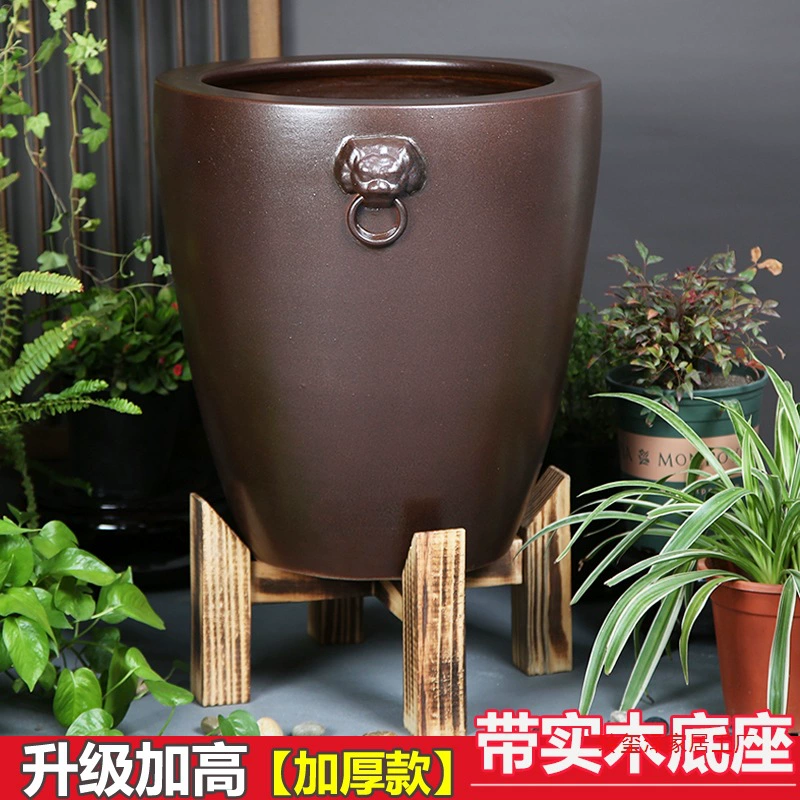 Высокий керамический традиционный горшок для цветочной композиции для рыбок, рулон, каллиграфия, рисунок, резервуар, винтажная водяная лилия, лотос, резервуар для воды, украшение для двора, гостиной