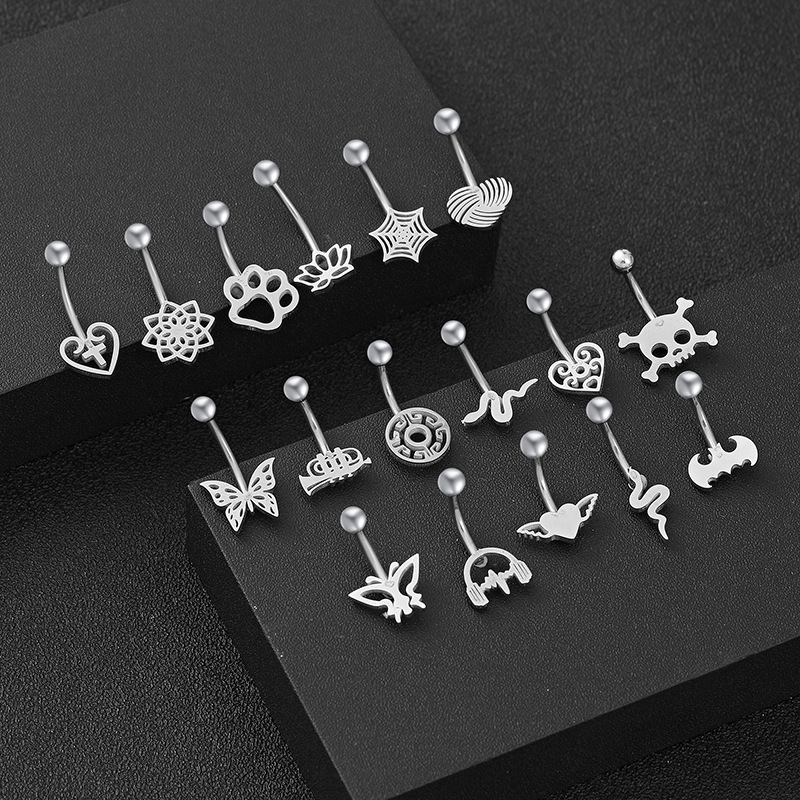 Fashion Flower Stainless Steel Belly Ring 1 Piece