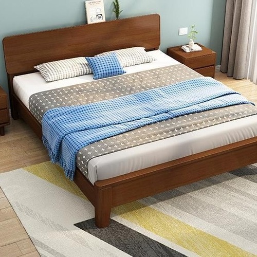 Simple solid wood bed for home, master bedroom bed, 1.8-meter double bed, rental apartment, small-sized 1.2-meter wholesale solid wood bed
