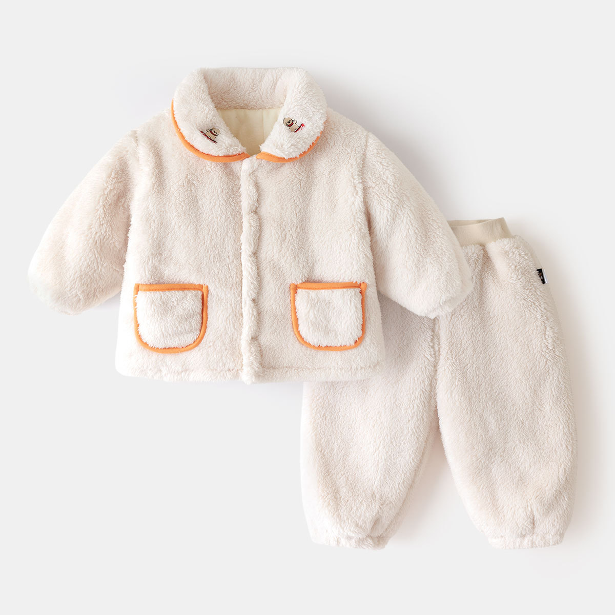 [Estilo de invierno profundo] bebé acolchado engrosado ropa para el hogar traje de invierno para niños pijamas de dos piezas para Niñas Ropa para niños moda