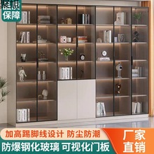 轻奢书柜带玻璃门书架落地简约现代客厅书橱实木手办展示柜子