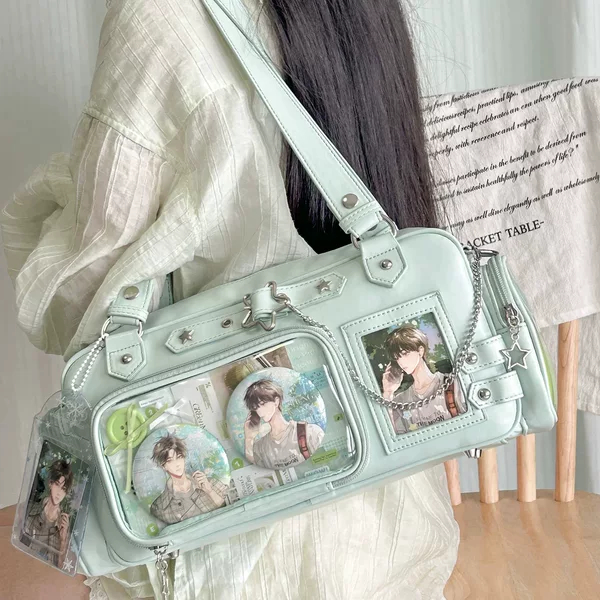 Manjue Premium【Sugar Cube Star Box】Original Ita Bag Transparent Crossbody Bag for Girls, Small Capacity Student Card Holder