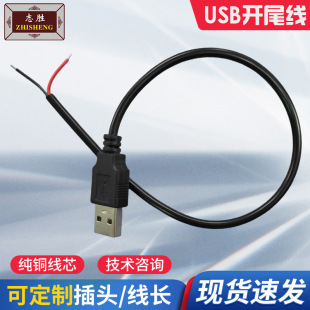 定制USB充電線單頭2芯半成品剝皮上錫LED鼠標線4芯帶卡扣小風扇線