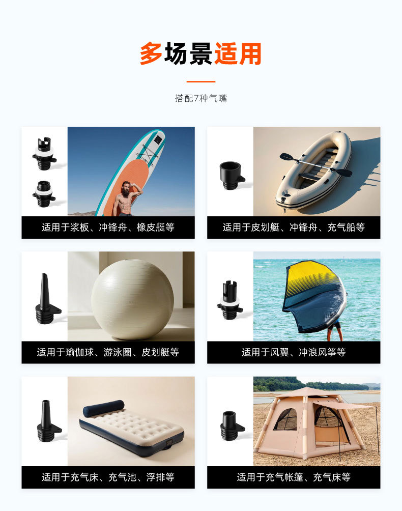 Portable 12V Electric Air Pump Dc Rubber Boat Surfboard Car Cigarette Lighter High Pressure Air Pump with Battery