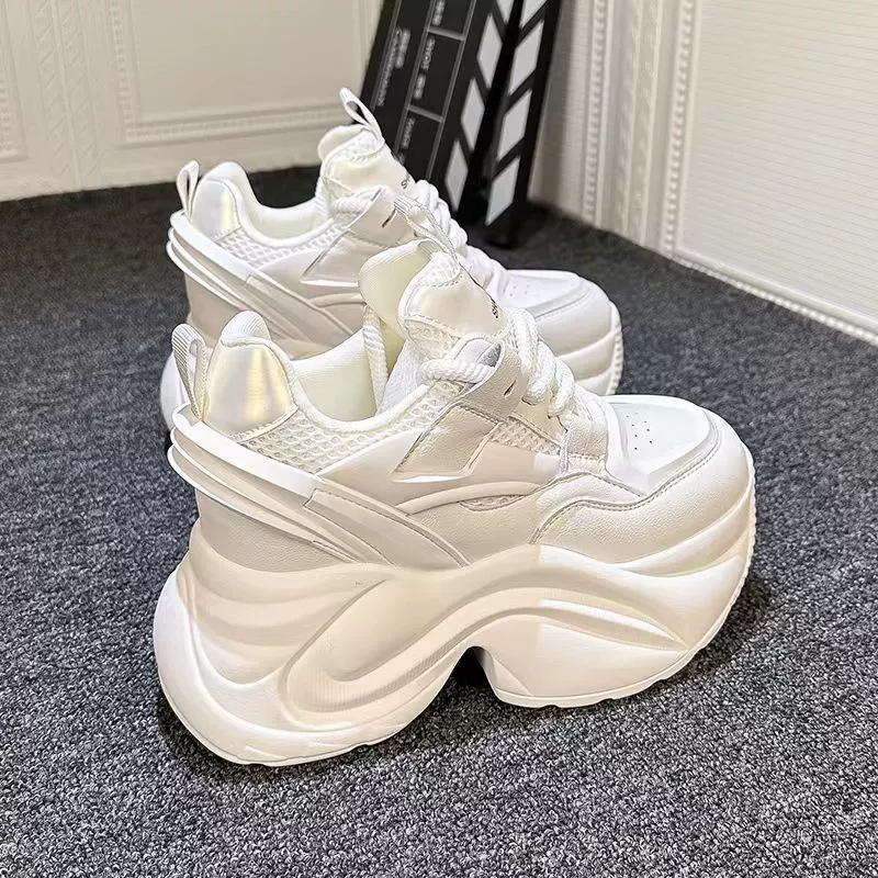 WD2024 весенние новые белые туфли внутри увеличенные женские туфли