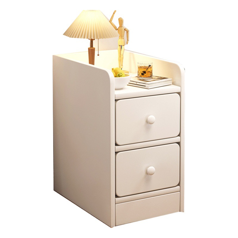 Mesita de noche moderna y estrecha | Mueble auxiliar pequeño con cajón | Estilo minimalista INS para dormitorio