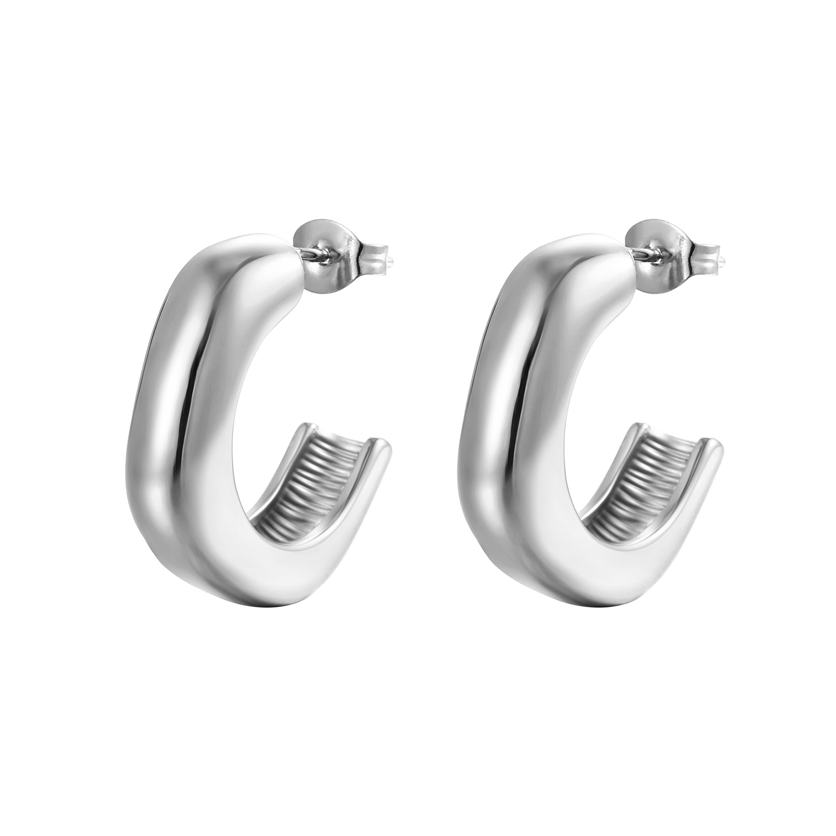 Mode Couleur Unie Acier Inoxydable Placage Boucles D'oreilles 1 Paire display picture 5