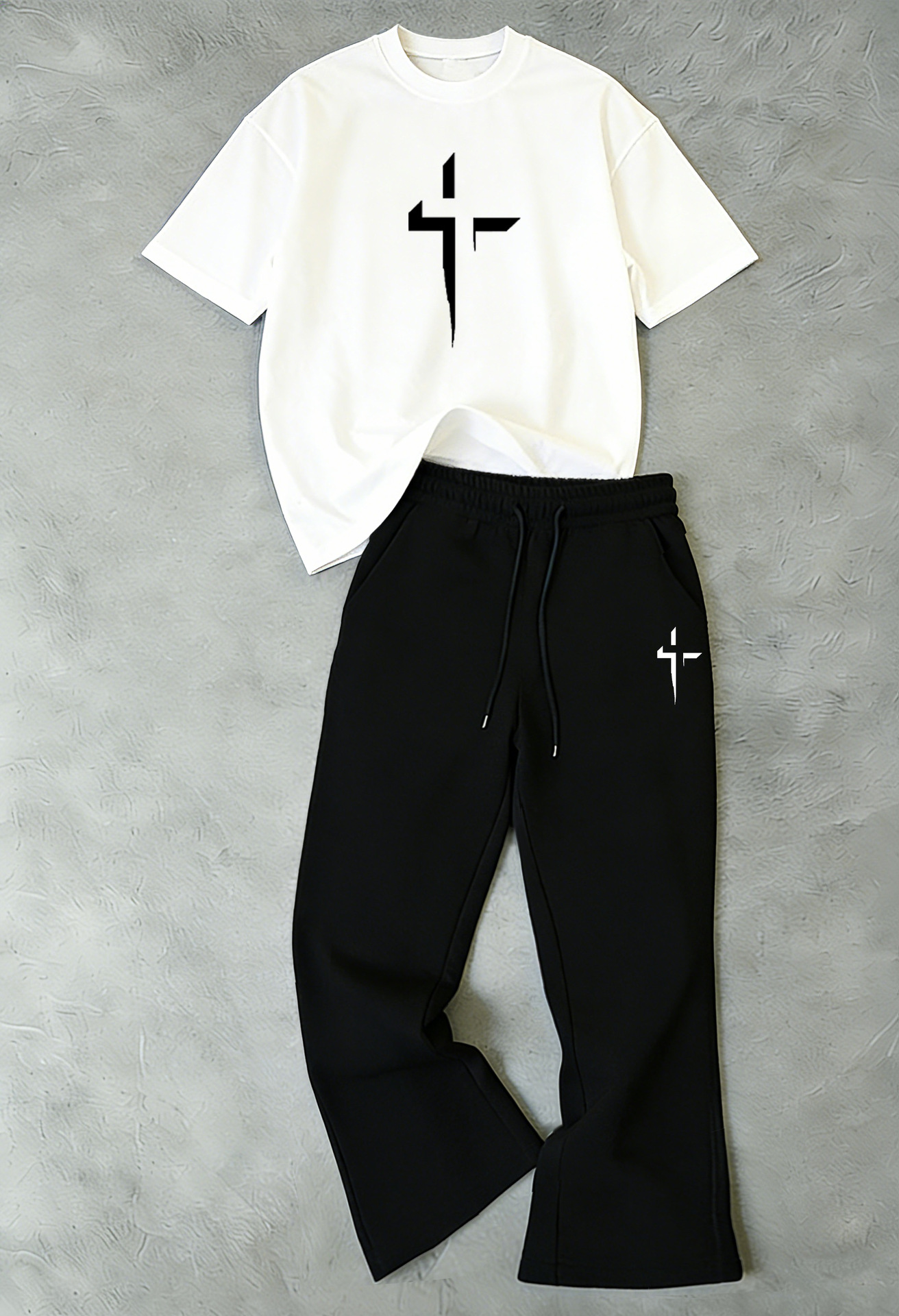 2026 New Unisex Simple Casual Sports Suit: Versatile Crew Neck T Shirt + Sweatpants Two Piece Set For Everyday Wear_viptrois.com