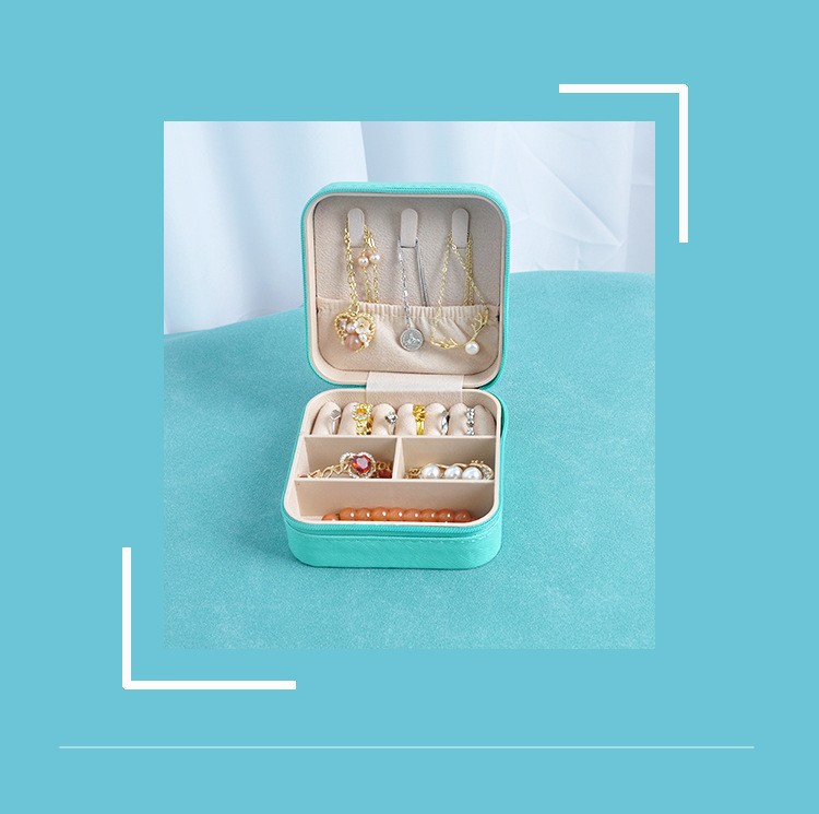 Portable Zippered Jewelry Box Earring Ring Packaging Ornament Box Luxury Travel Jewelry Storage Box In Stock