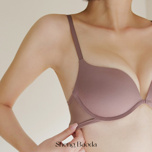 Seamless Underwear for Women in Summer, Small Breasts, Thin, Seamless, Sexy Deep V Top-Up Breathable Cross-Border Bra