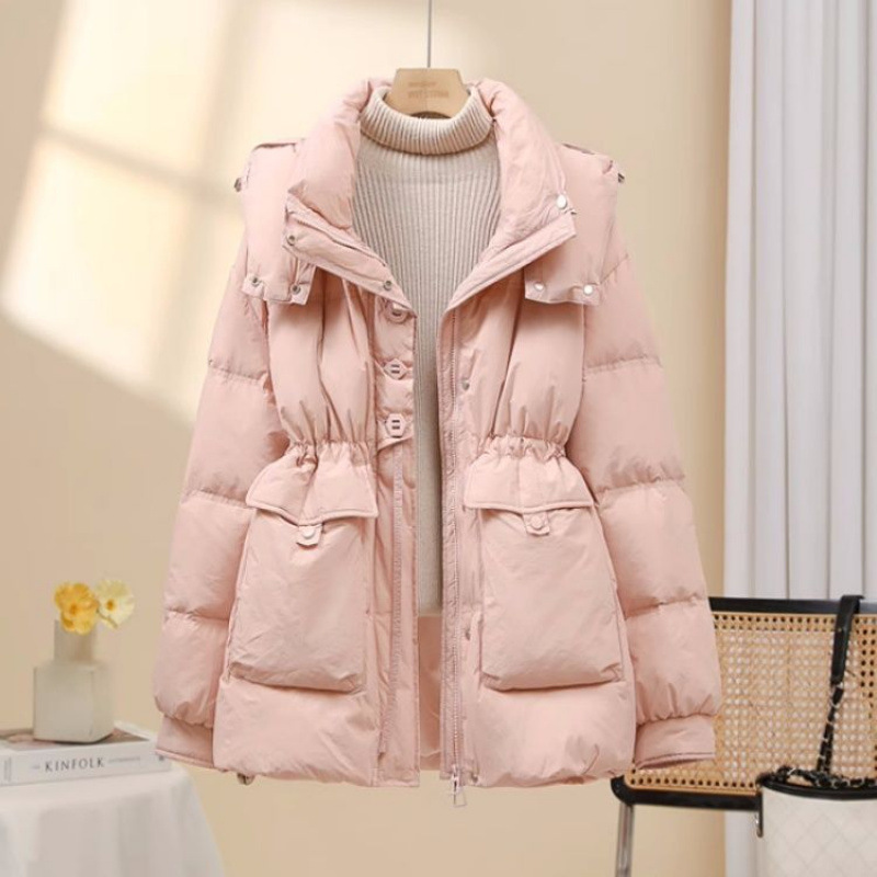 中长款羽绒服女收腰2025年冬季新款保暖白鸭绒加厚小个子连帽外套