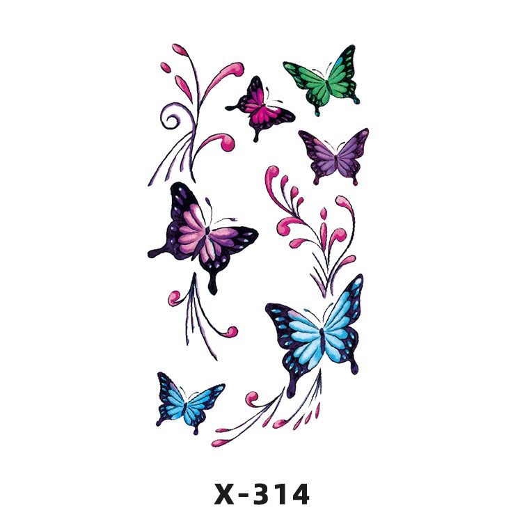 Arco de flor pequeña pegatinas de tatuaje fresco 3D dibujos animados transfronterizo Henna rosa impermeable texto en inglés pegatinas de tatuaje