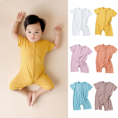 Newborn baby clothes summer thin jumpsuit Modal short-sleeved summer clothes for men and women baby ice silk harem pajamas