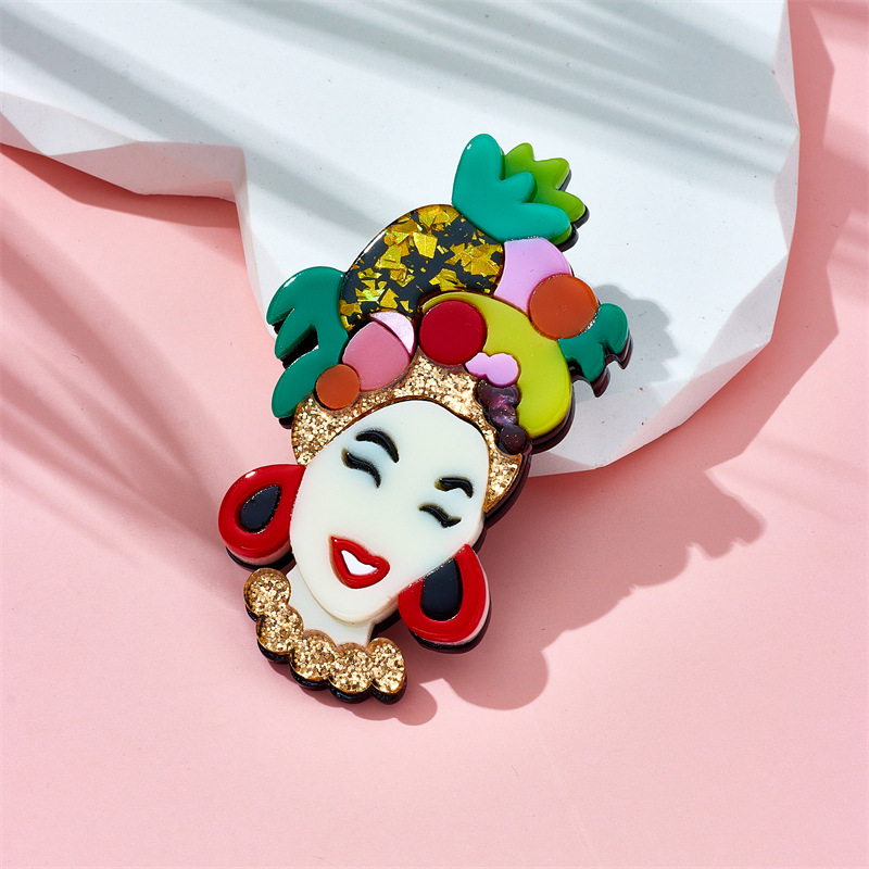 Cartoon Character Pattern Women's Gender Ethnic Style Pin Cartoon Character Arylic Women's Brooches
