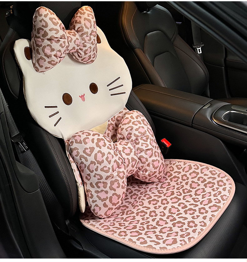 Cross-border leopard print car seat cushion, summer linen car seat cover, non-slip breathable seat pad, universal seat cover for all seasons