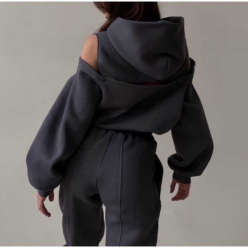 Versatile Women's Fleece-lined Long-sleeve Shorts Set For Spring_voghion.com