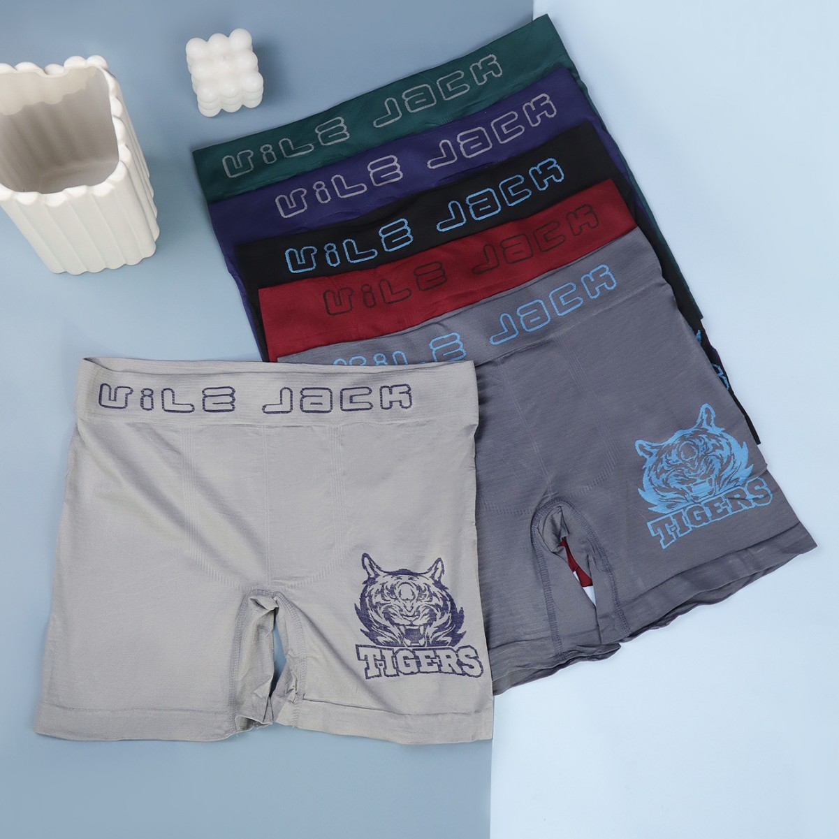 Foreign Trade Vilejack Men's Long Boxer Briefs with Tiger Print, Elastic, Sporty, Breathable, Young Men's Underwear